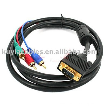 VGA TO 3 RCA CABLE Kabel für Computer PC VGA zu TV 3 RCA AV Adapter